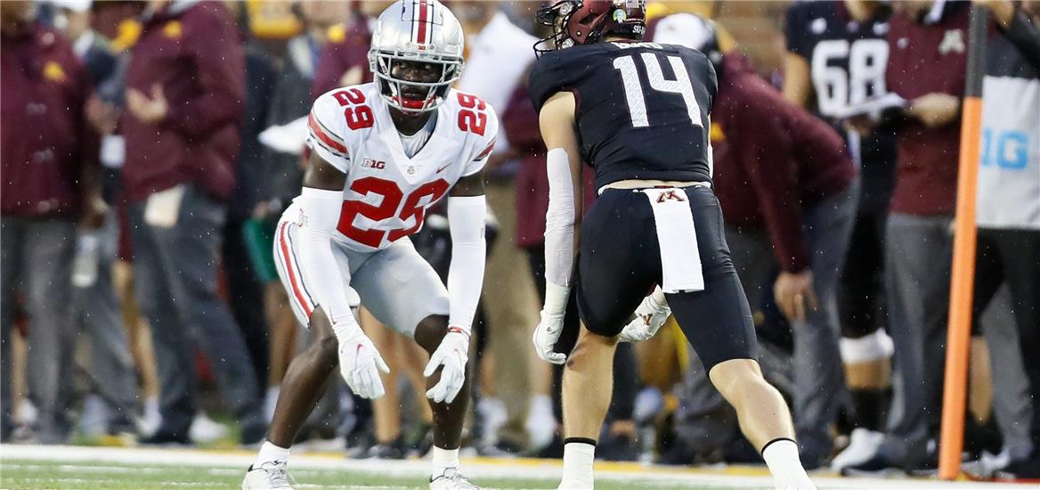 Ohio State Buckeyes cornerback Denzel Burke (29) against Minnesota Golden Gophers during their game at Huntington Bank Stadium at University of Minnesota in Minneapolis, MN on September 2, 2021. Kyle Robertson/Columbus Dispatch; 


                    